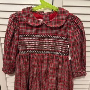 NWT 3T Plaid Long Sleeve Dress with Smocking
